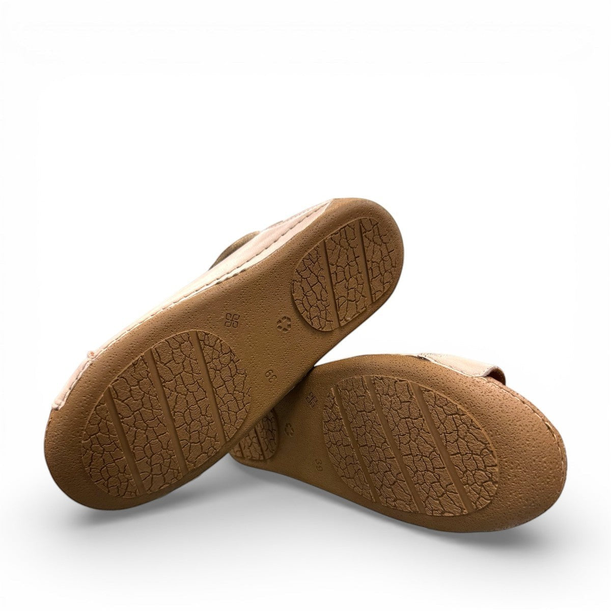 Roamers Talani mink leather sandal with a velcro instep strap and rubber outsole, side view.
photo of the bottom side