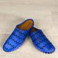 Roamers Verity sax blue leather slip-on sandal with breathable perforated cutouts and a rubber outsole.
photo of the front side