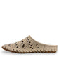 Roamers Verity mink leather slip-on sandal with breathable perforated cutouts and rubber outsole.
photo of the left side