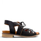 Roamers Vienna black leather lace-up sandals with cut-out details and a low block heel.
photo of the right.