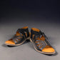 Roamers Vienna black leather lace-up sandals with cut-out design and tan footbed
photo of the front