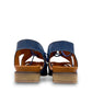 Roamers Vienna sax blue leather lace-up sandals with open-toe design and low block heel.
photo of the back