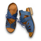 Roamers Vienna sax blue leather lace-up sandals with open-toe design and low block heel.
photo of the top