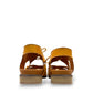 Roamers Vienna yellow leather sandals with lace-up closure, cut-out toe detail, and low block heel.
photo of the back side