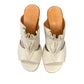 Roamers Zola slides in egret cream leather with a low block heel and gathered front detail.
photo of the top side