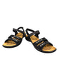 Romika Ibiza black leather sandal with four adjustable hook and loop straps and flexible outsole.
photo of the front side