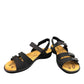 Romika Ibiza black leather sandal with four adjustable hook and loop straps and flexible outsole.
photo of the front side