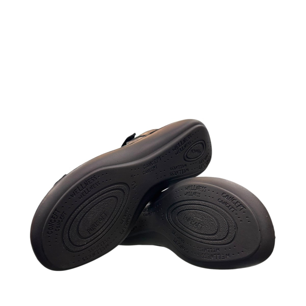 Romika Ibiza black leather sandal with four adjustable hook and loop straps and flexible outsole.
photo of the bottom side