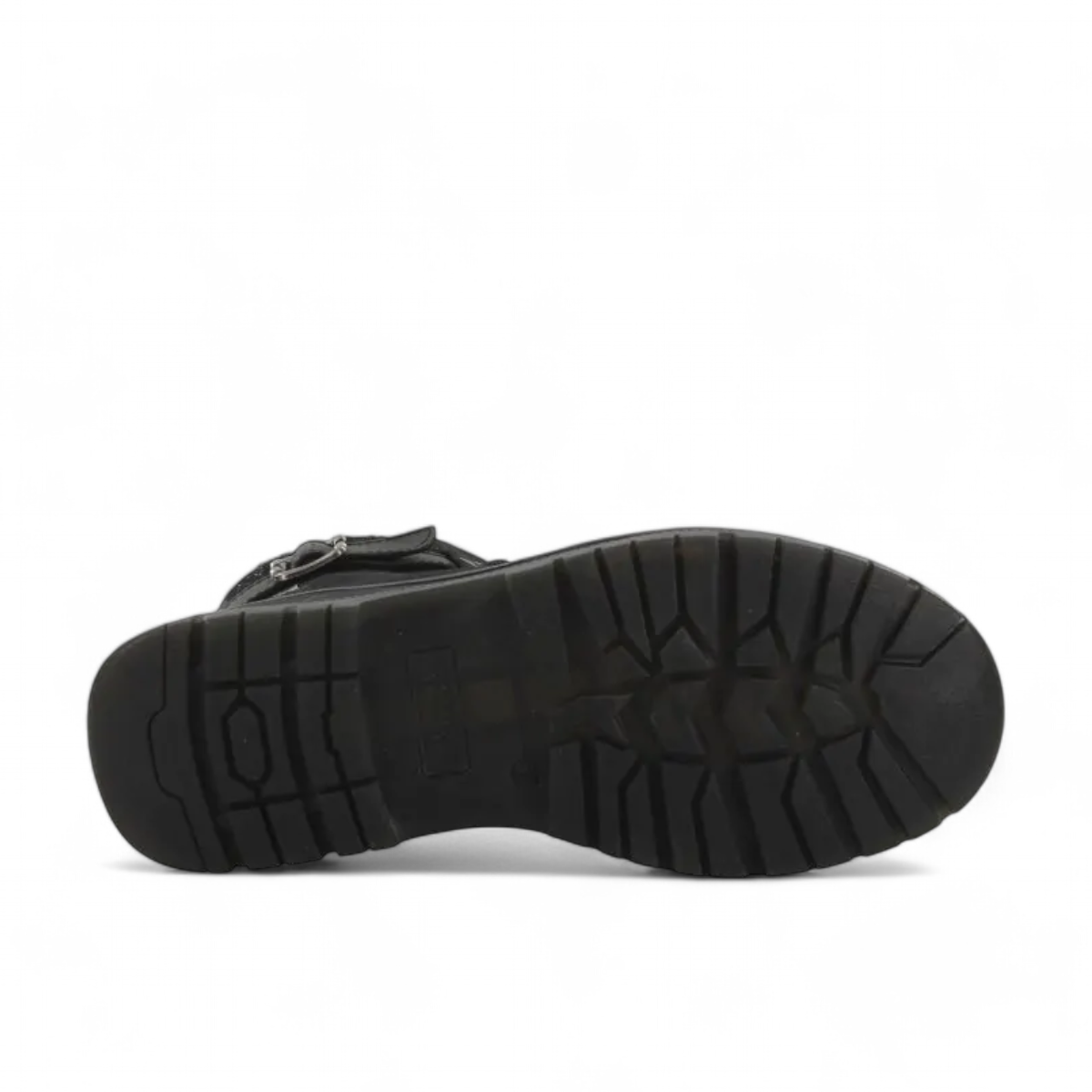 Romika Peyton 09 black vegan nubuck waterproof ankle boots with a buckle strap and faux fur lining.
photo of the bottom side