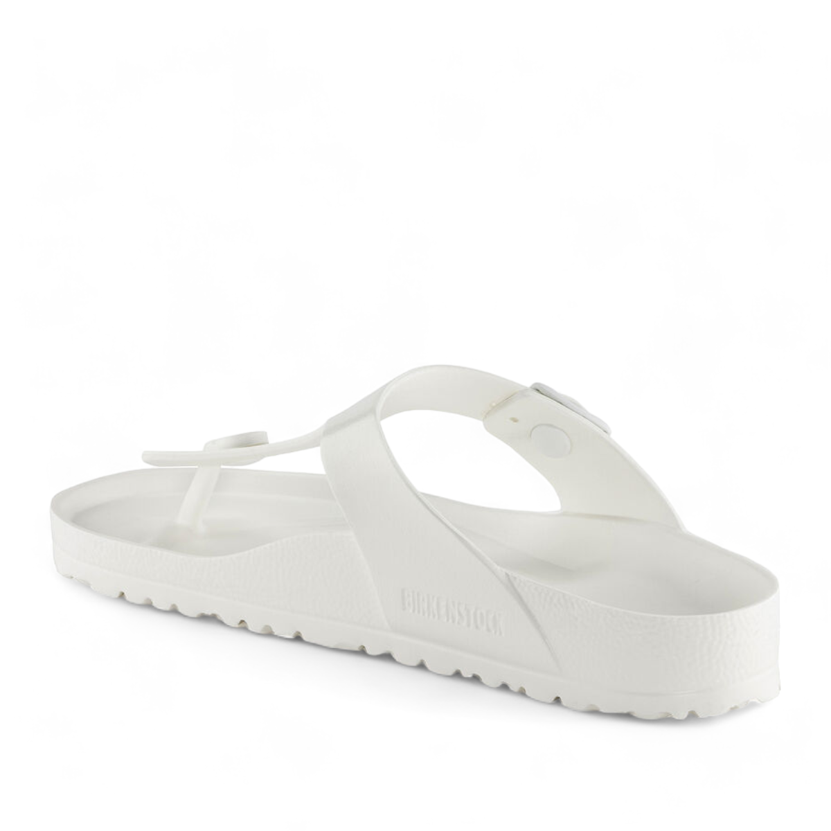 romika roemer 07 white waterproof EVA T-strap sandals with an adjustable buckle and anatomically shaped footbed. 
photo of the back side
