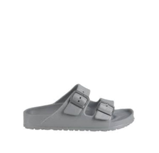 romika-roemer07 silver EVA double strap sandals with adjustable buckles and contoured footbed for summer comfort.
photo of the right side
