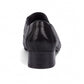 Ros Hommerson Eagan black patent lizard print leather loafer pump with a squared toe and low block heel. photo of the back side
