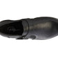 Ros Hommerson Eliot black tumbled leather loafer with adjustable hook and loop strap and low block heel.
photo of the top side
