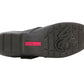 Ros Hommerson Eliot black tumbled leather loafer with adjustable hook and loop strap and low block heel.
photo of the bottom side