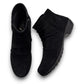 Ros Hommerson Esme black suede ankle bootie with ruched vamp .
photo of the top side