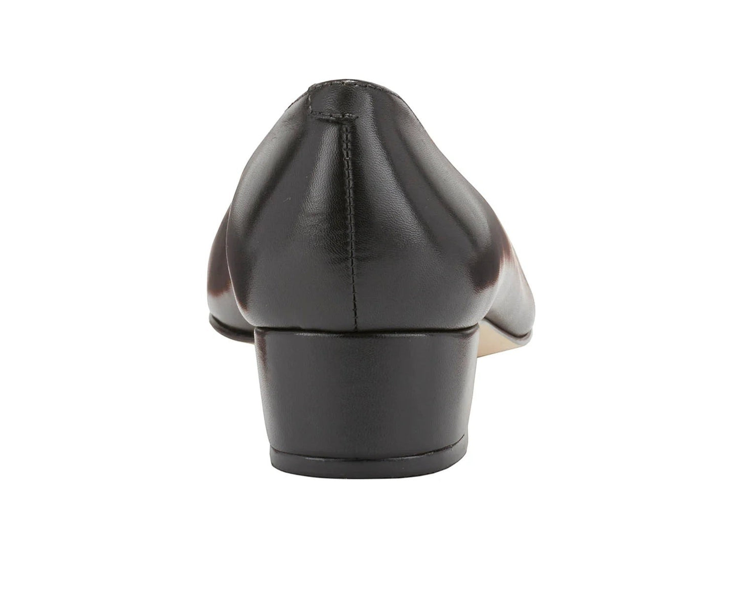 Ros Hommerson Heidi II black leather pump with an almond toe and comfortable crescent heel.
photo of the back side