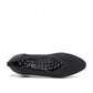 Ros Hommerson Hester black knit and leather pump with almond toe and comfortable low block heel.
photo of the top side