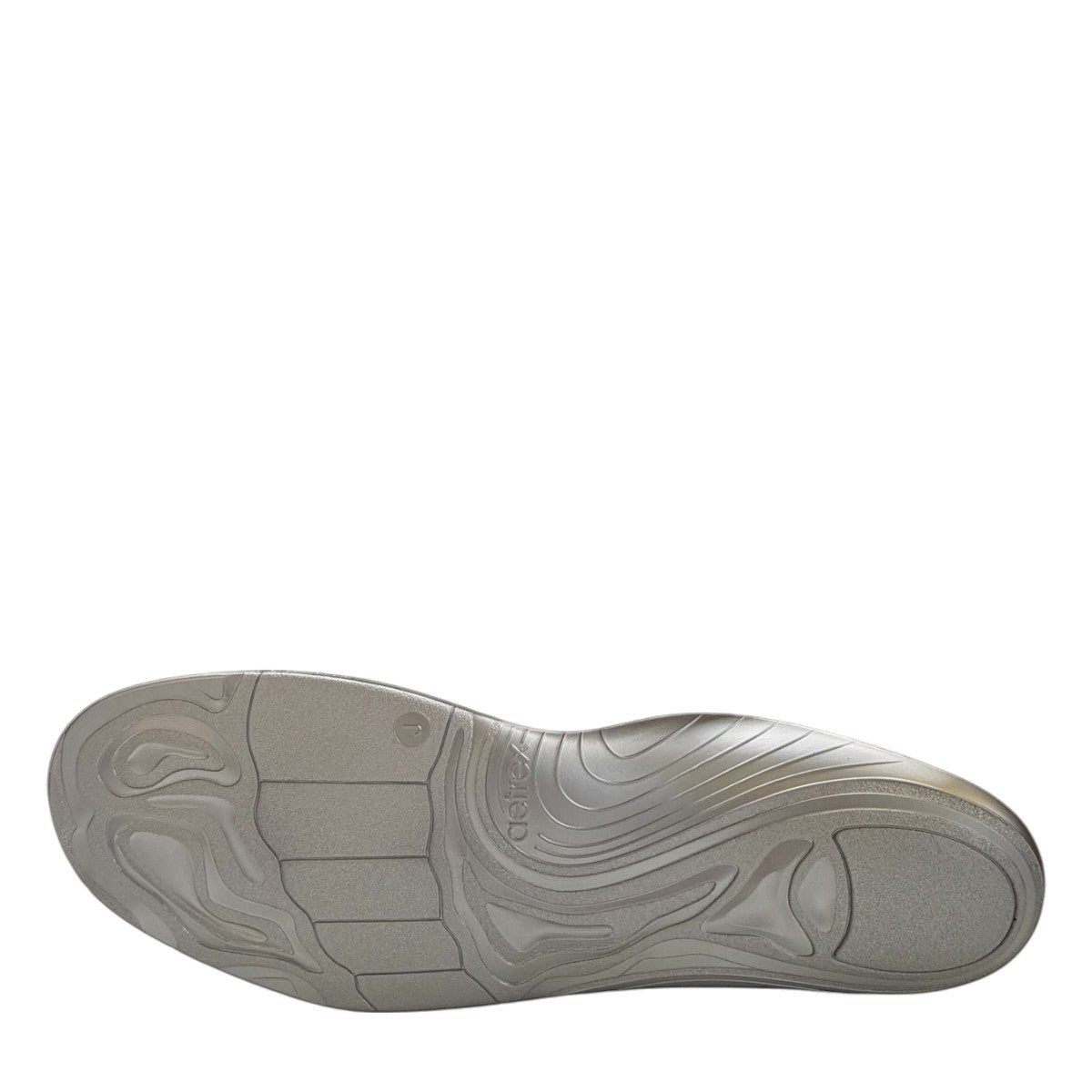 Aetrex Edge orthotic insole with a vibrant blue and red abstract wave pattern and microfiber top cover.