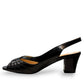 Sabatini of Florence SF12 black leather slingback heel with peep toe and stitched detailing.
photo of the left side