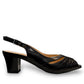 Sabatini of Florence SF12 black leather slingback heel with peep toe and stitched detailing.
photo of the right side