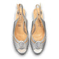 Sabatini of Florence SF12 silver metallic slingback heels with a comfortable block heel and peep toe.
photo of the top side