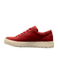 safe step 25491 red leather women's sneaker with side zipper, elastic laces, and a textured white synthetic sole.