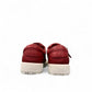 safe step 25491 red leather women's sneaker with side zipper, elastic laces, and a textured white synthetic sole.