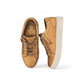 SAFE STEP 25491 LION tan leather sneaker with side zipper, elastic laces, and textured synthetic sole.