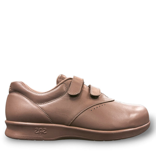 SAS Me Too mocha leather athletic walking shoe with adjustable EZ Straps and shock-absorbing sole.
photo of the right side