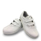 SAS Me Too white leather athletic walking shoe with adjustable EZ straps and cushioned sole.
photo of the front side