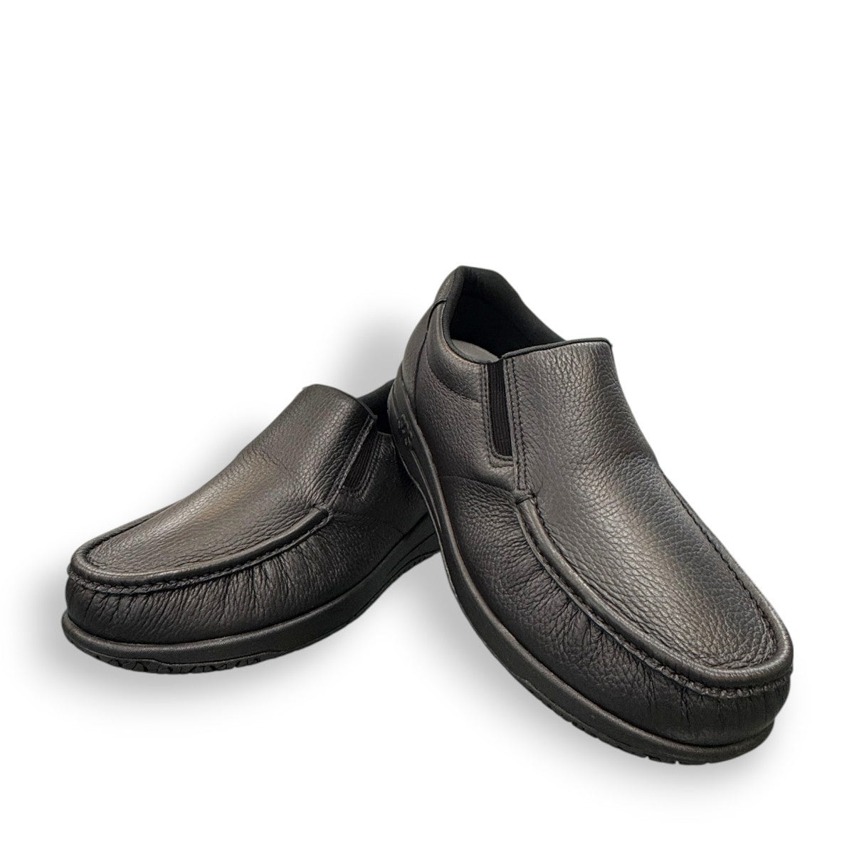 SAS Navigator black water-resistant leather slip-on shoe with non-slip X-Tra Grip sole.
photo of the front side