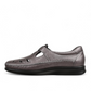 SAS Roamer Santolina metallic grey leather comfort shoe with cutout details and adjustable strap.
photo of the left side