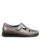 SAS Roamer Santolina metallic grey leather comfort shoe with cutout details and adjustable strap.
photo of the right side