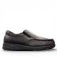 SAS Twin black leather slip-on moccasin shoe with elastic side panels and cushioned polyurethane outsole.
photo of the right side
