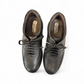 Satel Abgineh black leather lace-up shoe with perforated side detail and durable rubber outsole. Photo of upper view.