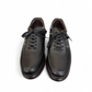 Satel Abgineh black leather lace-up shoe with perforated side detail and durable rubber outsole. Photo of front view.
