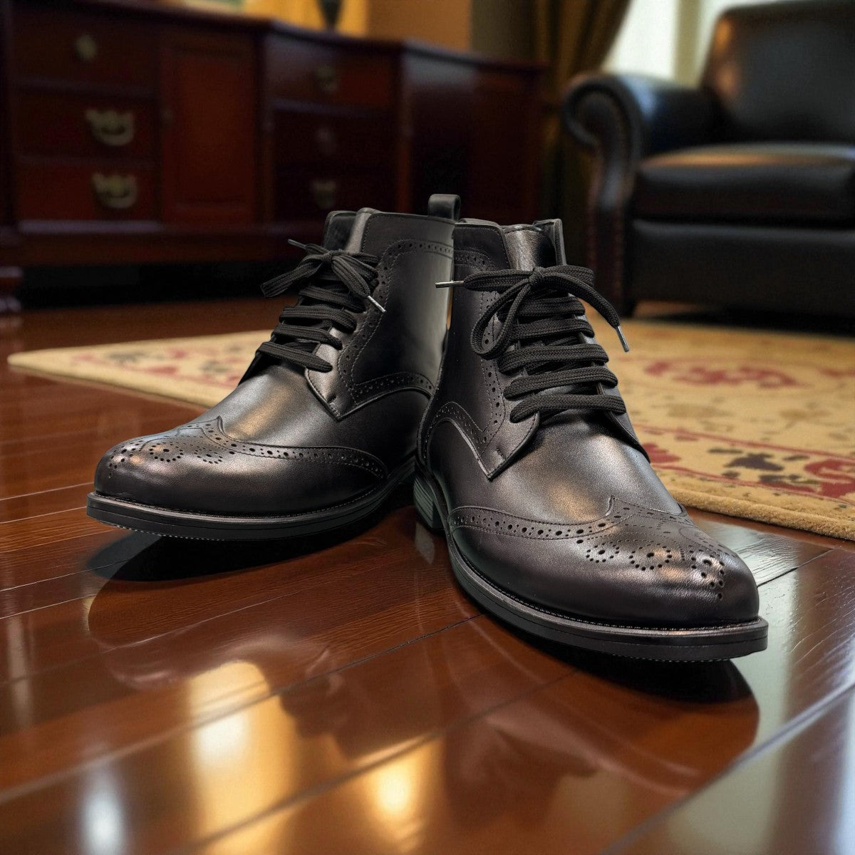 Description:
1. Genuine Leather and suede Upper for a Polished finish
2. Leather Lining for Breathability and Comfort
3. Durable Rubber Outsole with Excellent Traction
4. Lace-up Closure for a Secure, Adjustable Fit
5. Ideal for Formal Occasions or Smart Casual Wear
6. Detailed with Subtle Handmade Stitching for a Refined, distinctive look.