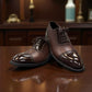 SATEL KASHAN 2/ DARK BROWN Description:
1. Genuine Leather Upper delivers a polished, sophisticated finish.
2. Leather Lining enhances breathability and all-day comfort.
3. Durable Rubber Outsole provides excellent traction and stability.
4. Lace-up Closure ensures a secure, adjustable fit.
5. Perfect for formal occasions or smart casual wear.
6. Accented with subtle handmade stitching for a refined, distinctive look.