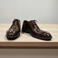 Description:
1. Genuine Leather Upper for a Polished finish
2. Leather Lining for Breathability and Comfort
3. Durable Rubber Outsole with Excellent Traction
4. Lace-up Closure for a Secure, Adjustable Fit
5. Ideal for Formal Occasions or Smart Casual Wear
6. Detailed with Subtle Handmade Stitching for a Refined, distinctive look.