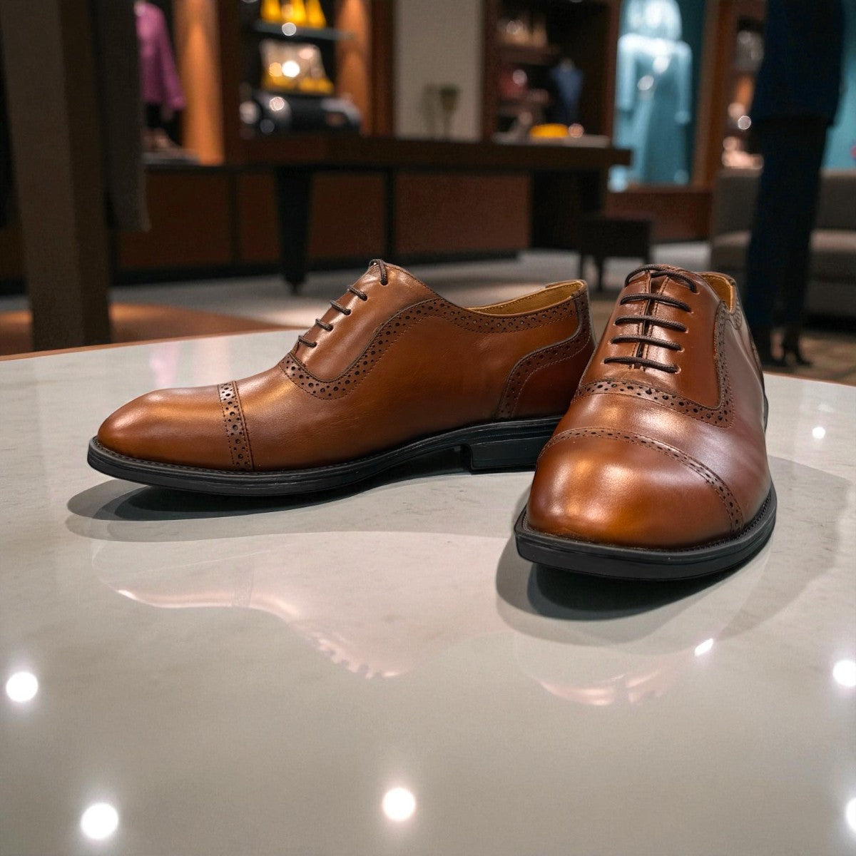Description:
1. Genuine Leather Upper for a Polished finish
2. Leather Lining for Breathability and Comfort
3. Durable Rubber Outsole with Excellent Traction
4. Lace-up Closure for a Secure, Adjustable Fit
5. Ideal for Formal Occasions or Smart Casual Wear
6. Detailed with Subtle Handmade Stitching for a Refined, distinctive look.