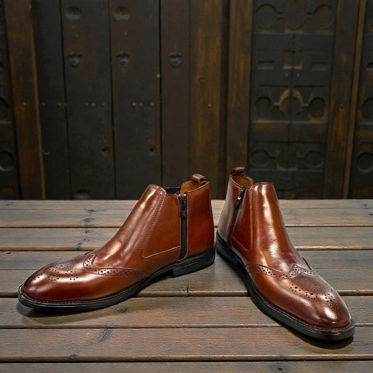 SATEL MASHHAD 2- BROWN Description: 
1. Genuine Leather Upper boots for a Polished finish
2. Leather Lining for Breathability and Comfort
3. Durable Rubber Outsole with Excellent Traction
4. Ideal for Formal Occasions or Smart Casual Wear
5. Detailed with Subtle Handmade Stitching for a Refined, distinctive look.