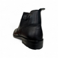 Satel Persia black genuine leather ankle boots with side buckle detail and durable rubber outsole. Photo of back view.