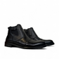 Satel Persia black genuine leather ankle boots with side buckle detail and durable rubber outsole. Photo of side views.