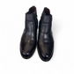 Satel Persia black genuine leather ankle boots with side buckle detail and durable rubber outsole. Photo of upper view.