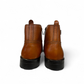 Satel Persia light brown genuine leather ankle boots with side buckle and detailed stitching. Photo of back view.