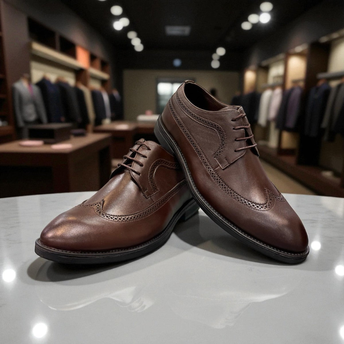 Description:
1. Genuine Leather Upper for a Polished finish
2. Leather Lining for Breathability and Comfort
3. Durable Rubber Outsole with Excellent Traction
4. Lace-up Closure for a Secure, Adjustable Fit
5. Ideal for Formal Occasions or Smart Casual Wear
6. Detailed with Subtle Handmade Stitching for a Refined, distinctive look.