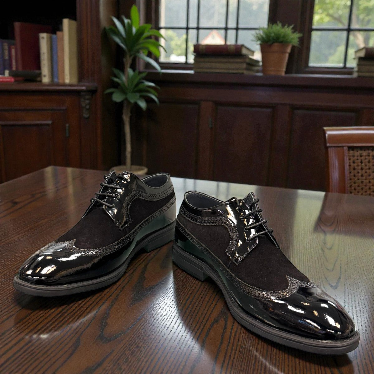 Description:
1. Genuine Leather and suede Upper for a Polished finish
2. Leather Lining for Breathability and Comfort
3. Durable Rubber Outsole with Excellent Traction
4. Lace-up Closure for a Secure, Adjustable Fit
5. Ideal for Formal Occasions or Smart Casual Wear
6. Detailed with Subtle Handmade Stitching for a Refined, distinctive look.