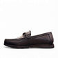 Satel Velnayak black leather loafers with a metal bit detail and refined handmade stitching. Photo of left side view.