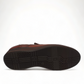 SHAHIN NEOR brown leather slip-on men's shoes with a textured upper and durable rubber outsole. Photo of bottom view.