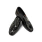 Sina Footwear Verny black patent leather slip-on loafers with a sleek, polished finish for formal occasions. Photo of upper view.